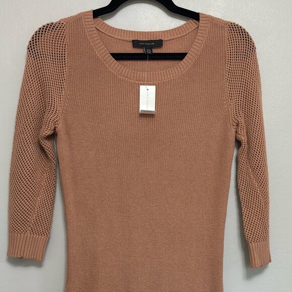 NWT Ann Taylor 100% Cotton Midi Sweater Dress in Tan - Size XXS - Picture 3 of 5